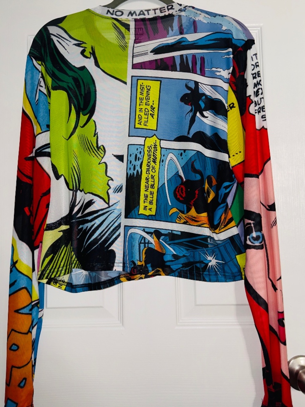 Marvel Comics Women’s Long Sleeve Crop Top Graphic Print 3X